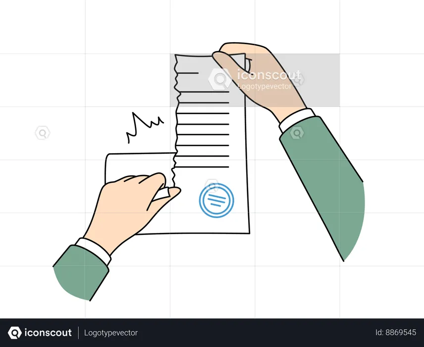 Business partner tears up partnership contract  Illustration