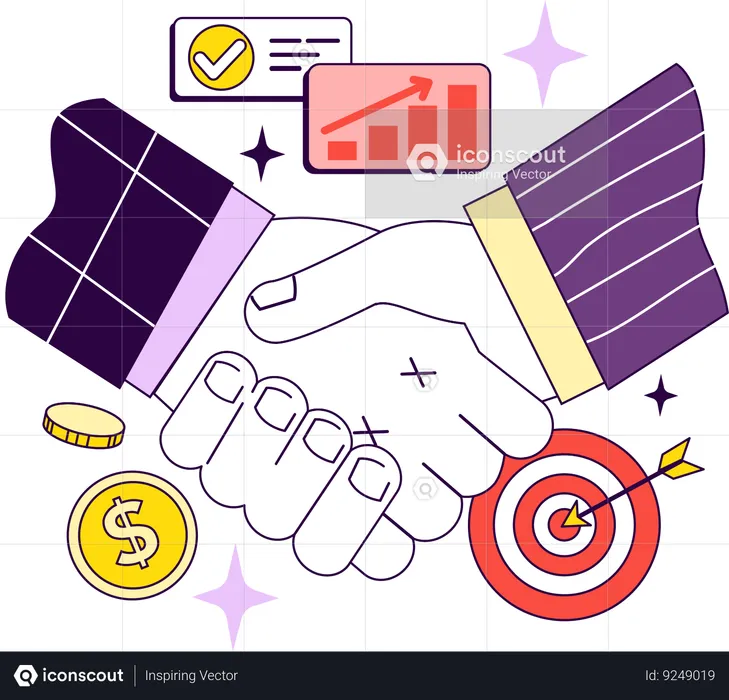 Business partners are dealing finance contract  Illustration