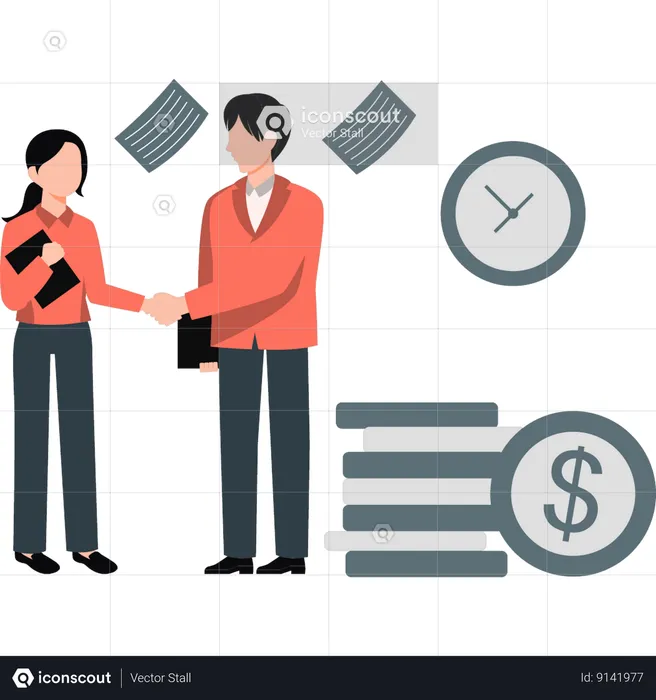 Business partners are making financial deal  Illustration