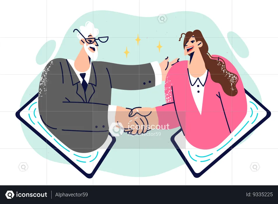 Business partners doing online meeting  Illustration