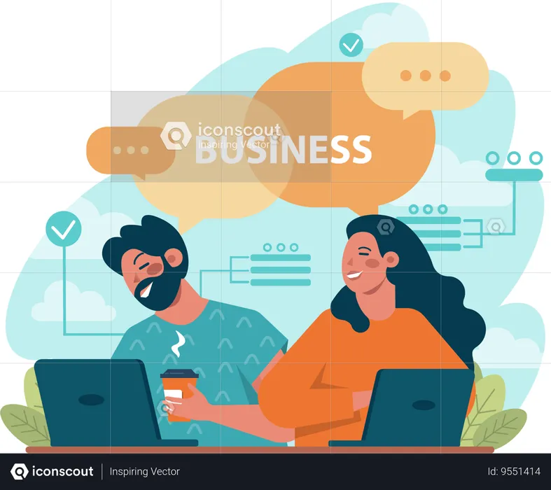 Business partners expanding their business  Illustration