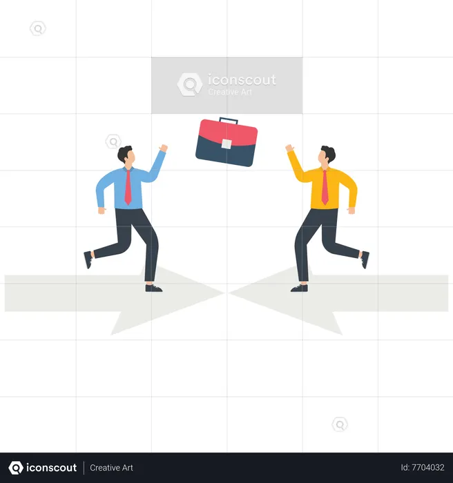 Business partners handshake and standing on the arrow  Illustration