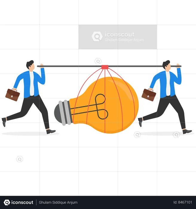Business partners innovation idea to drive team success  Illustration