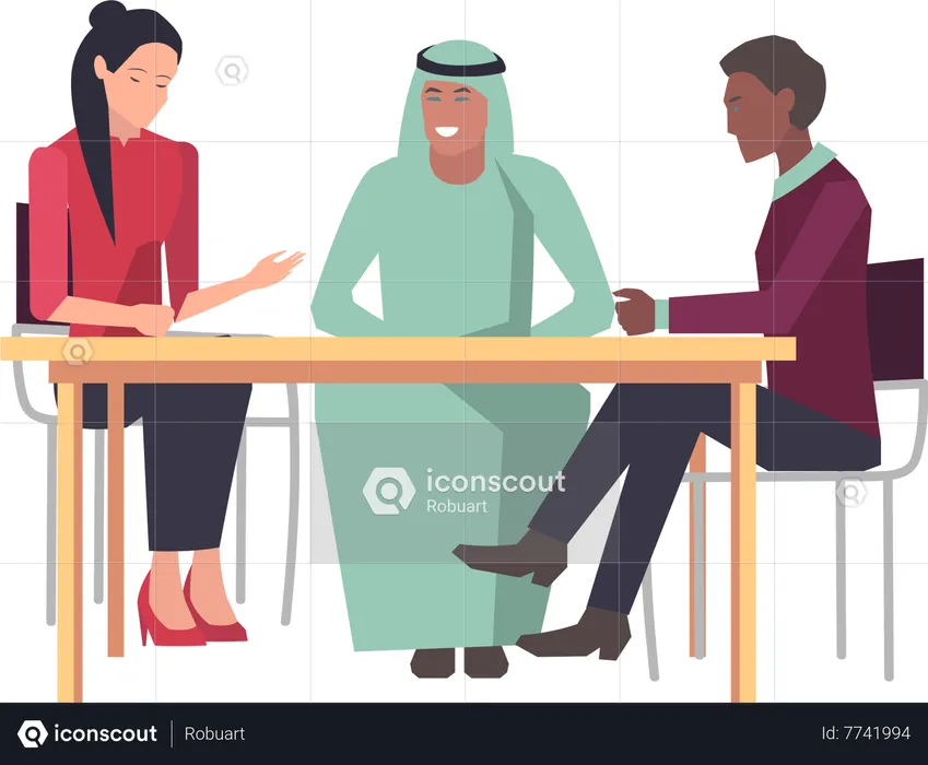 Business partners meeting and discussion  Illustration