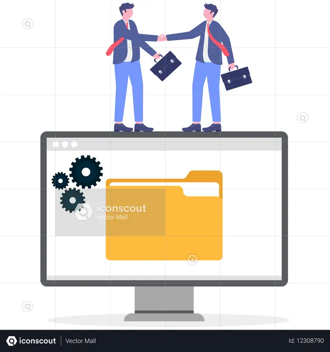 Business partners signing contract  Illustration