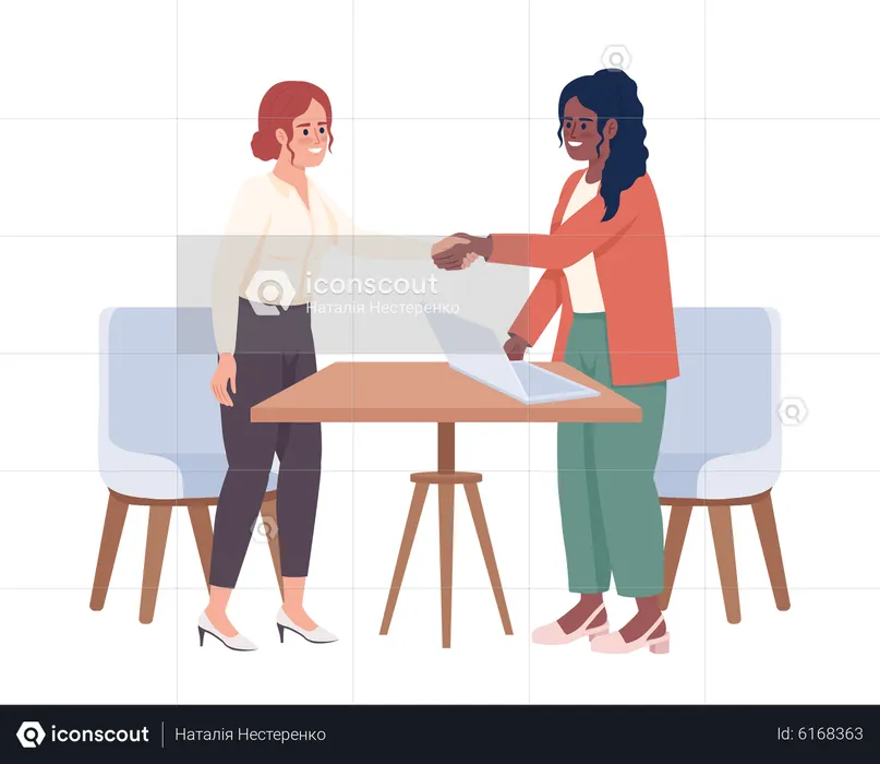 Business partners singing agreement at meeting  Illustration