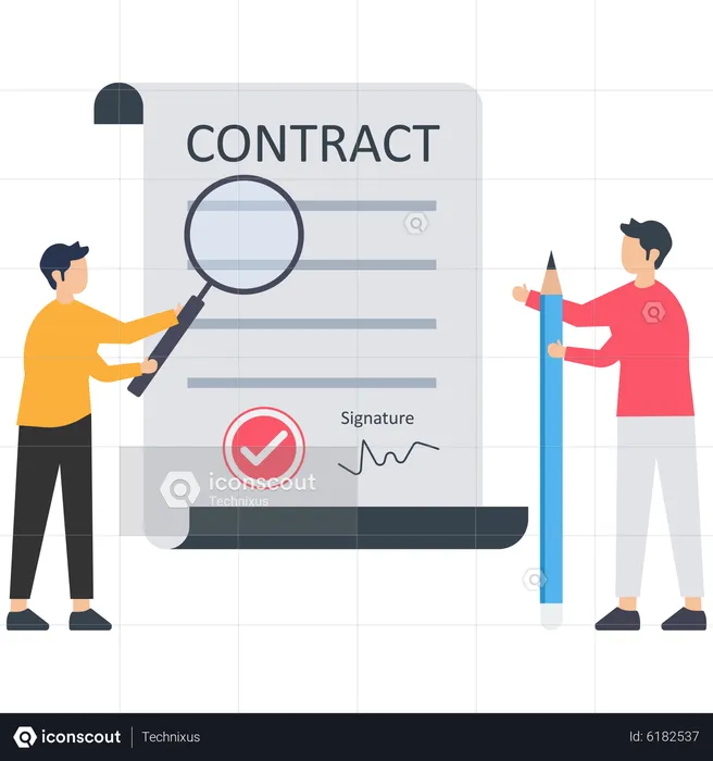 Business partnership contract analysis  Illustration