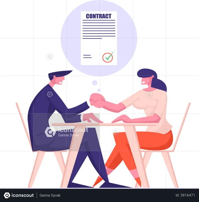 Business partnership contract deal  Illustration