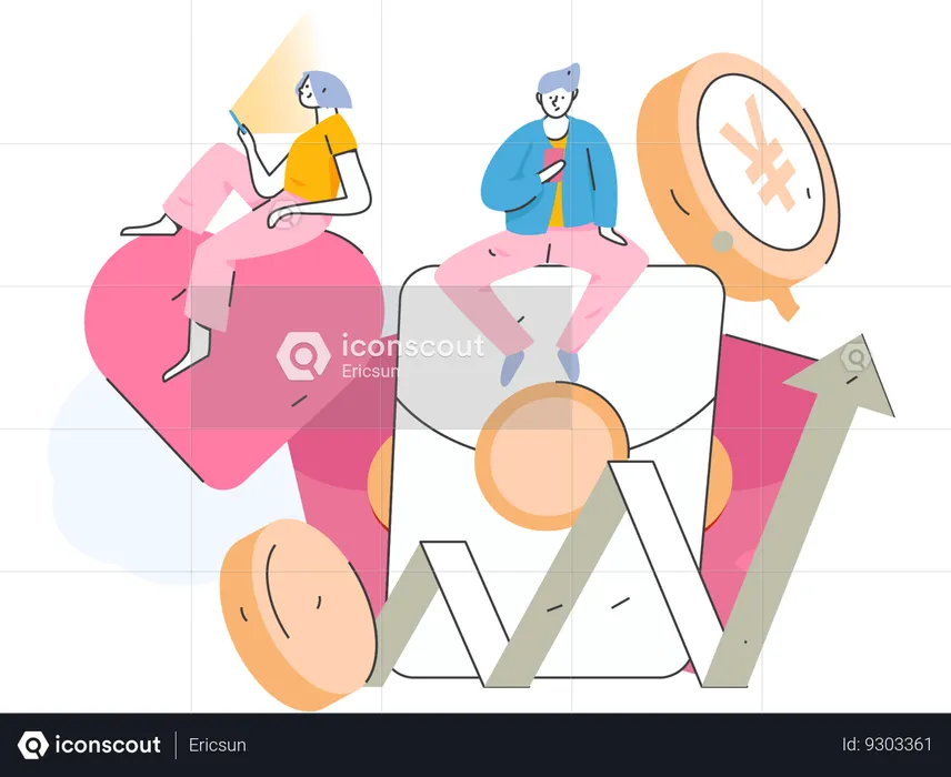 Business people analysing financial graph  Illustration