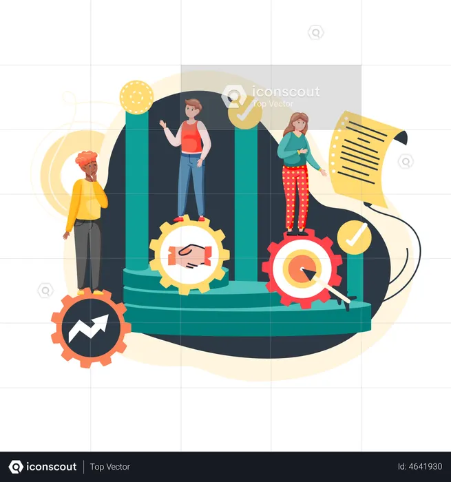 Business People analyzing development strategies  Illustration