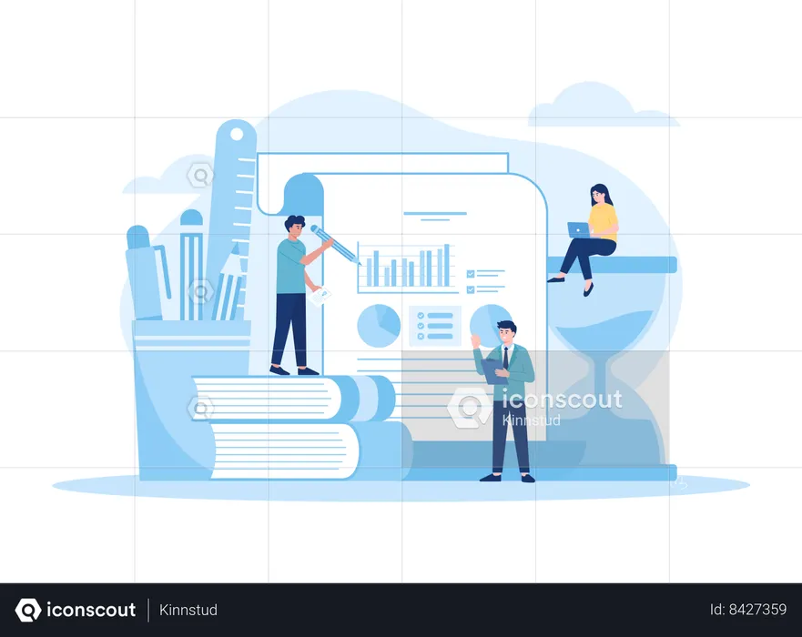 Business people analyzing business graph  Illustration