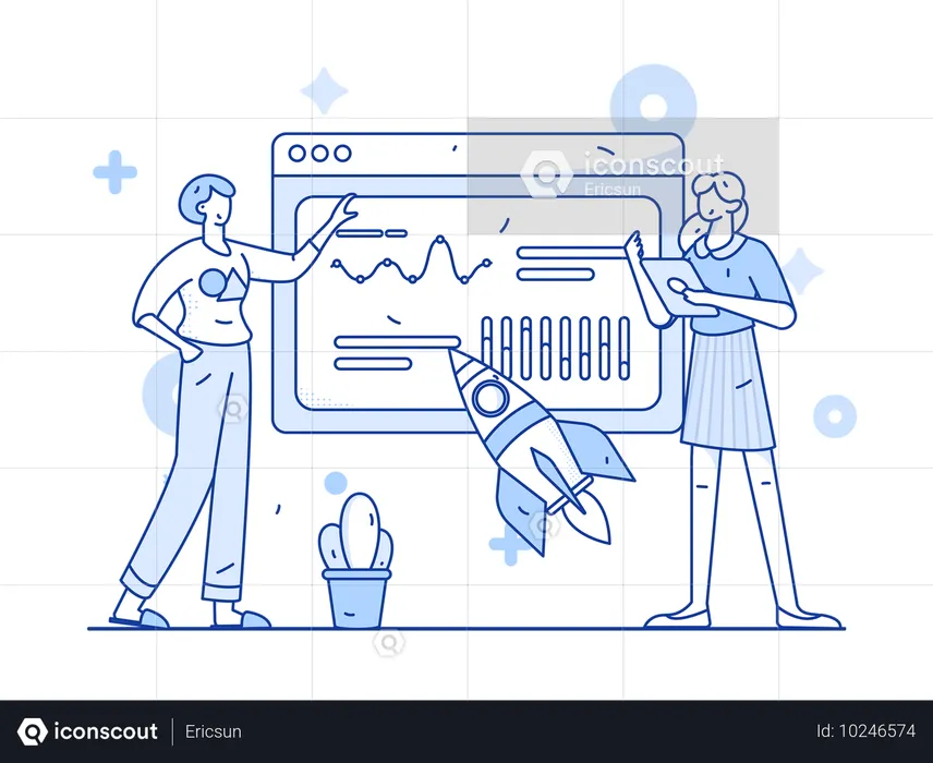 Business people analyzing growth data  Illustration