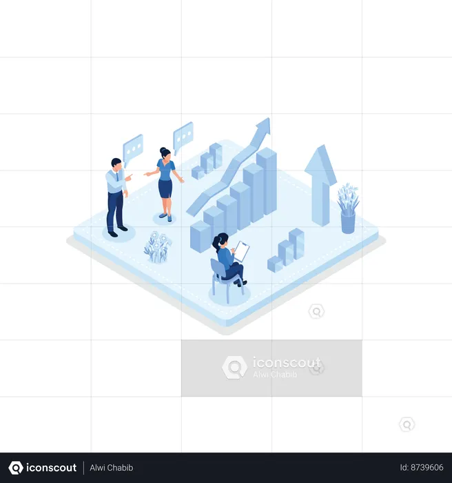 Business people analyzing investments  Illustration