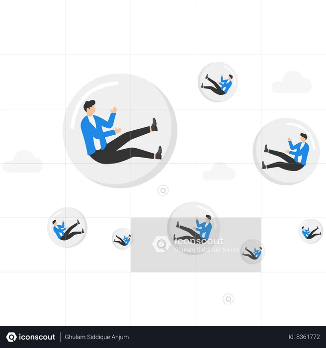 Business people are floating inside bubbles  Illustration