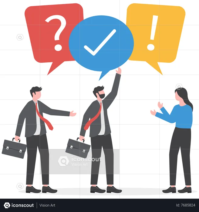Business people asking question and answer to solve problem  Illustration