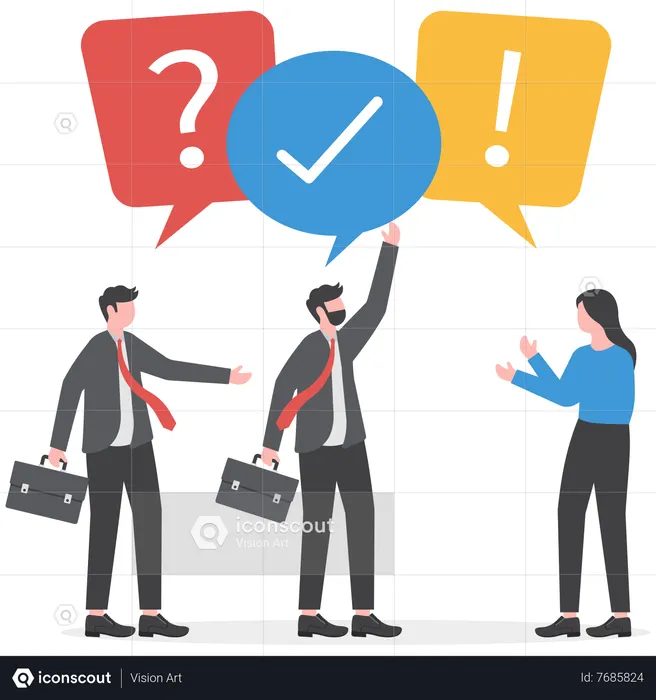 Business people asking question and answer to solve problem  Illustration