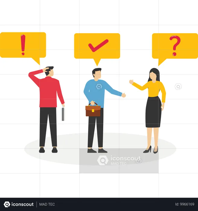 Business people asking question and answer to solve problem  Illustration