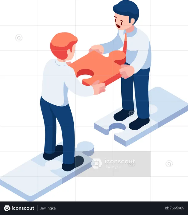 Business People Assembly Jigsaw Together Merger and Acquisition  Illustration
