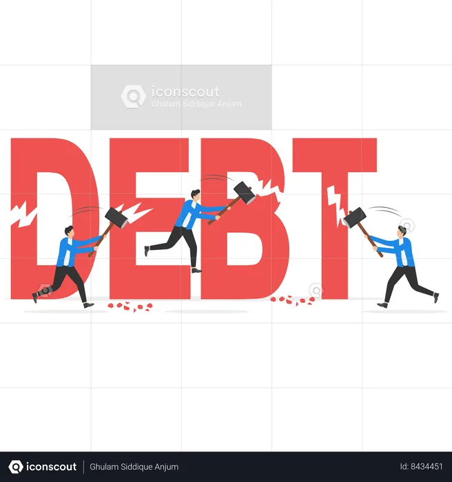 Business people braking debt  Illustration