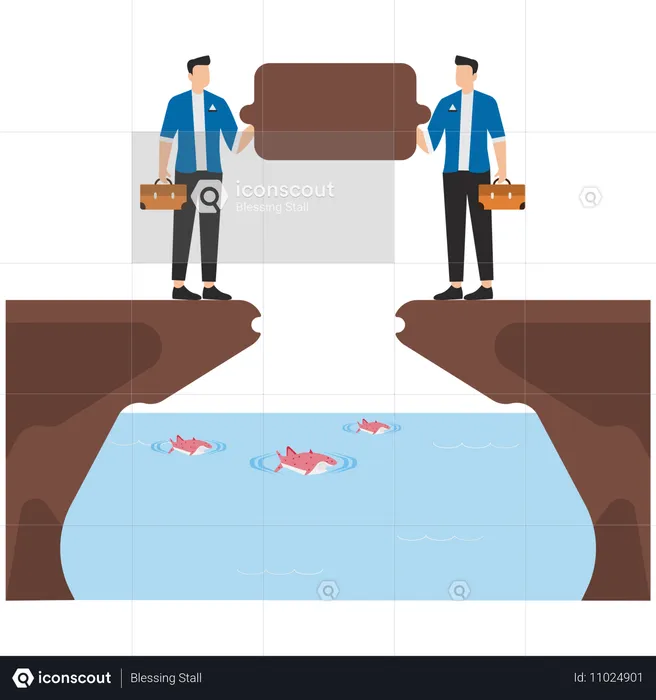 Business people bridging business gap  Illustration