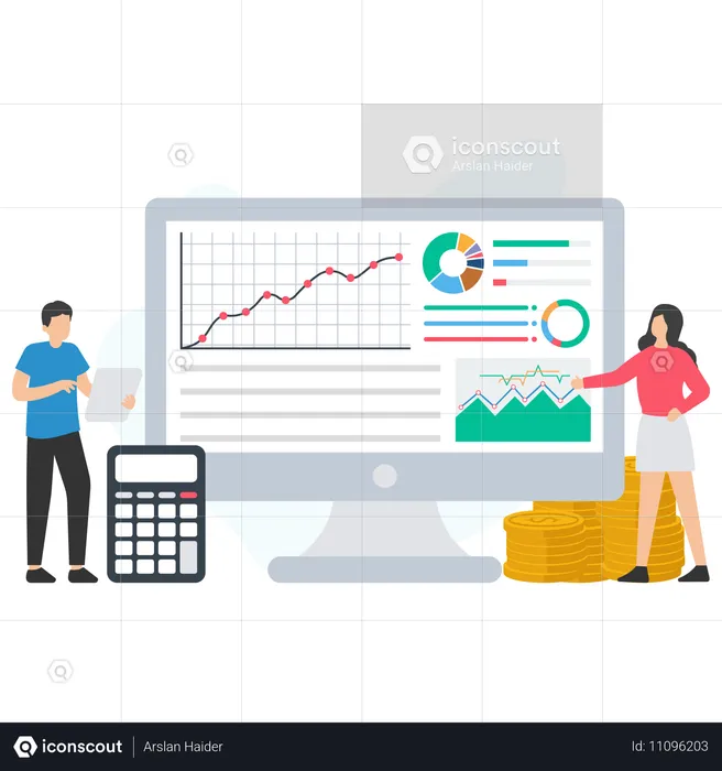 Business people budget status  Illustration