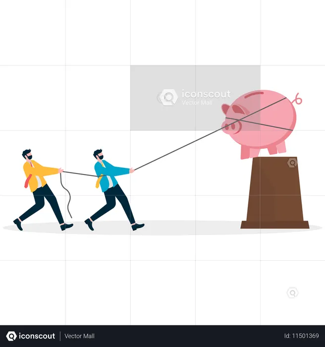 Business People Burglar Piggy bank  Illustration