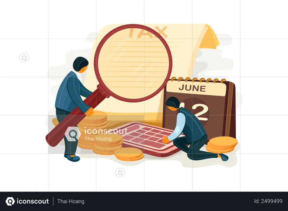 Business people calculating tax  Illustration