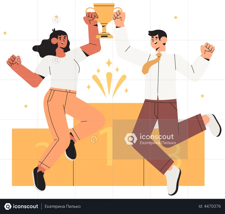 Business people celebrate victory  Illustration