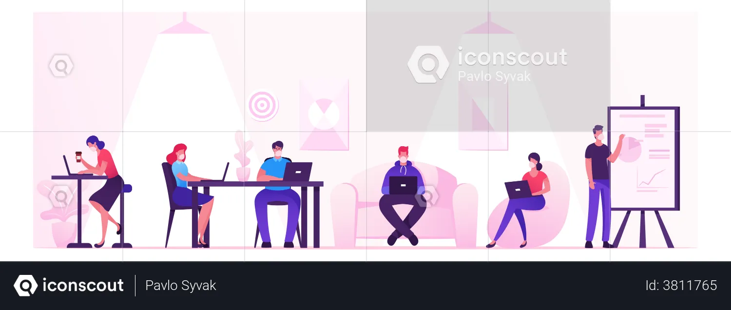 Business People Characters Working And Relaxing In Coworking Area  Illustration