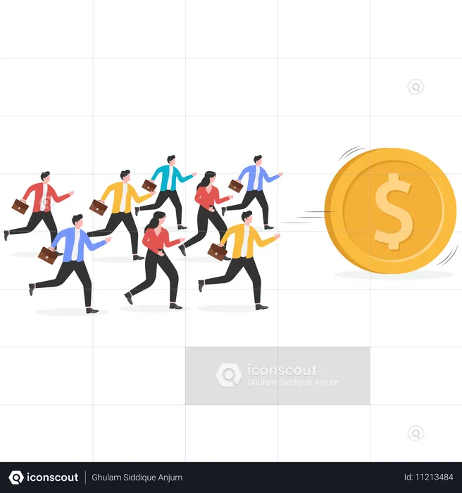 Business people chasing money  Illustration