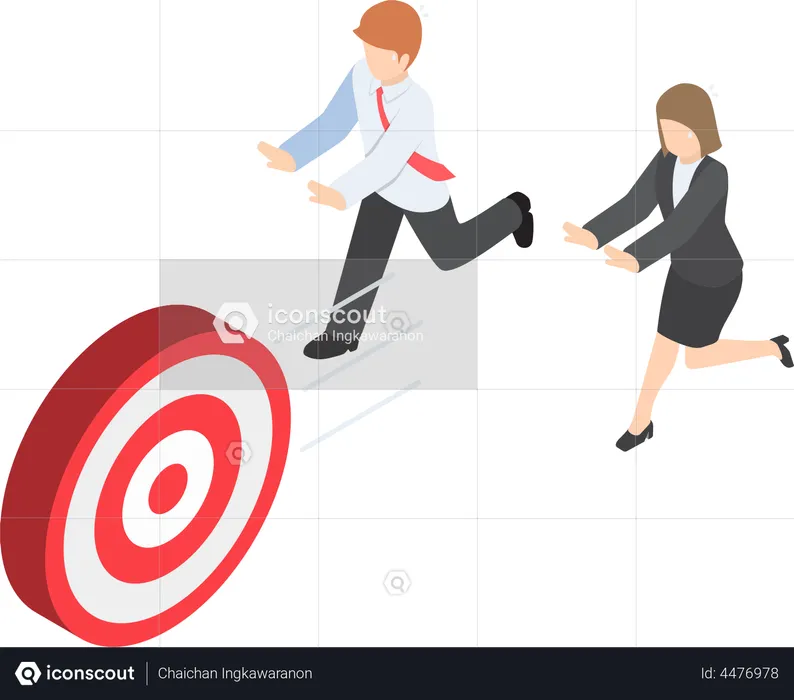 Business people chasing the target  Illustration
