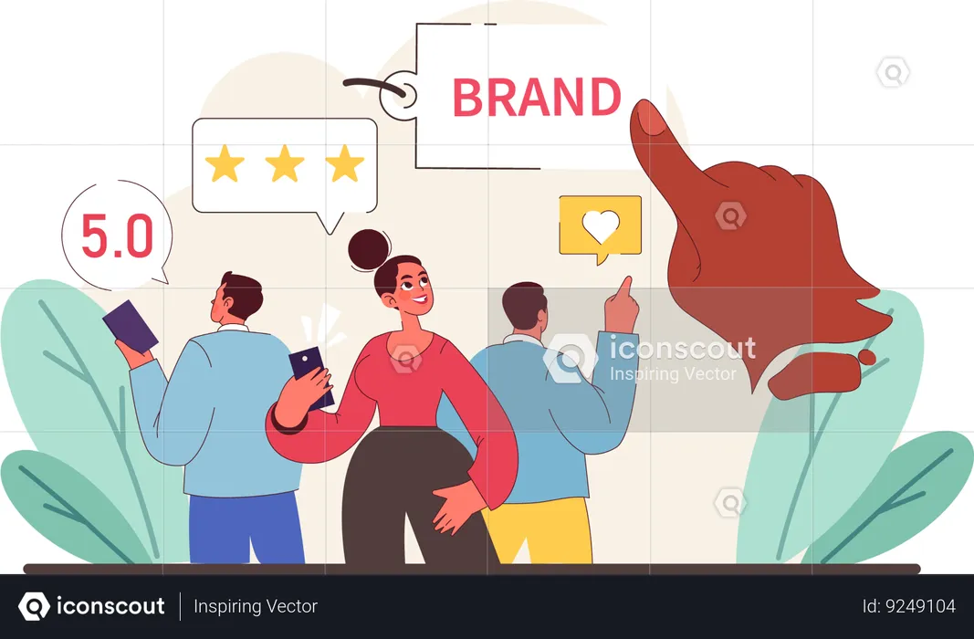 Business people checking brand review  Illustration