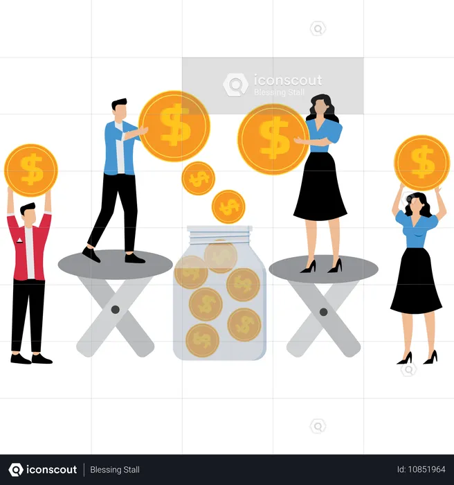 Business people collecting finance  Illustration