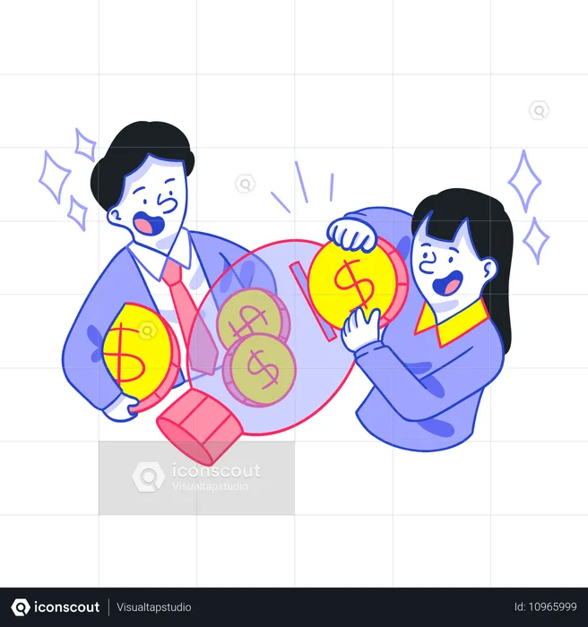 Business people collecting money for Crowdfunding  Illustration