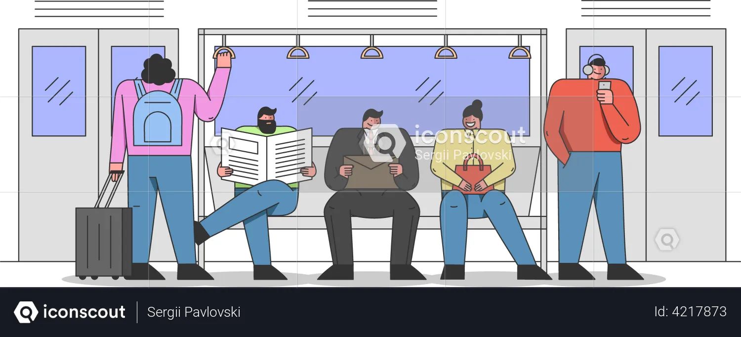 Business people commuting via metro  Illustration