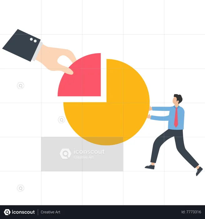 Business people complete the pie chart  Illustration