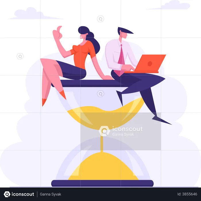 Business people completing task on time  Illustration