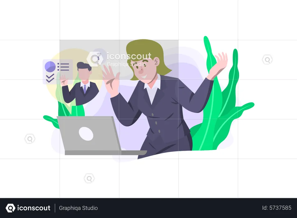 Business people connect over webinar  Illustration