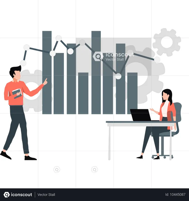 Business people creating company growth presentation chart  Illustration