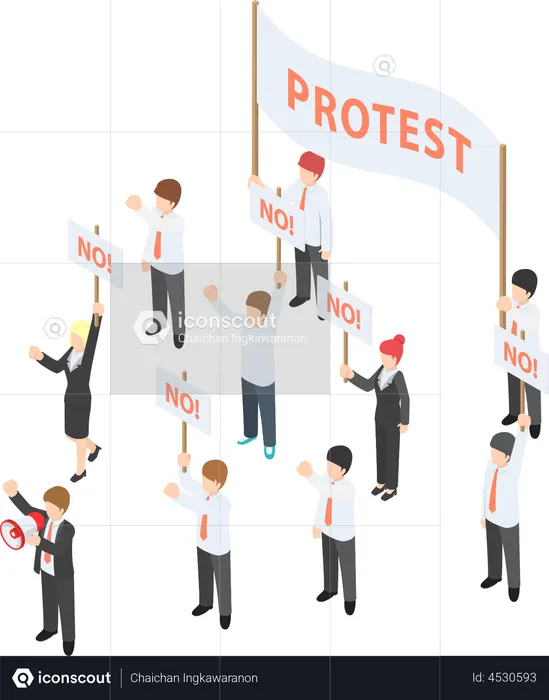 Business people demonstrating protest  Illustration