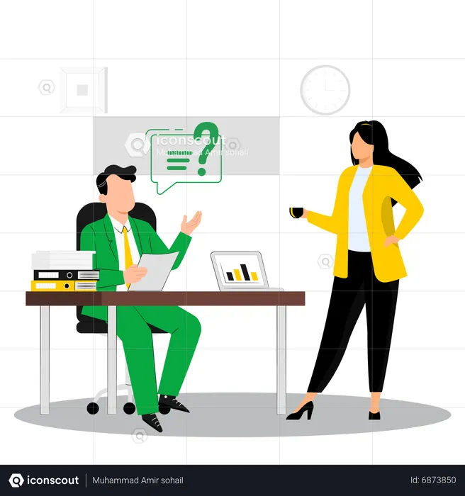 Business people discuss about business query  Illustration