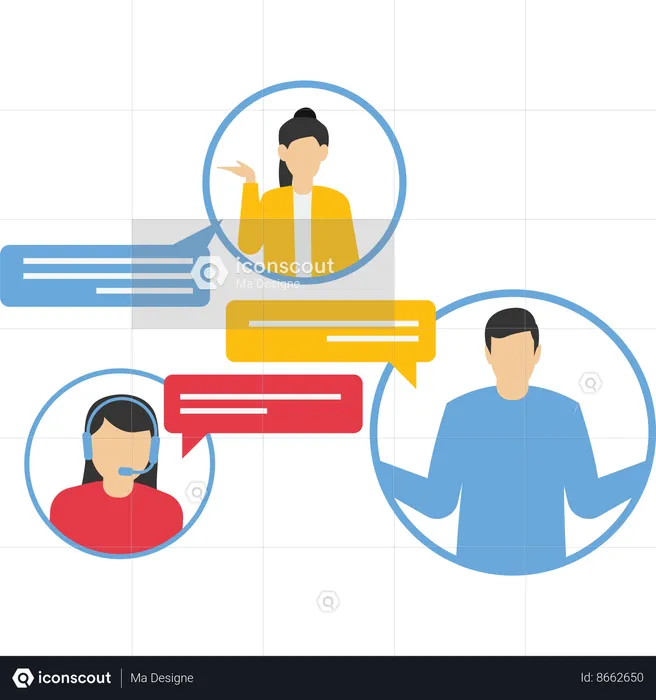 Business people discussing in social network  Illustration