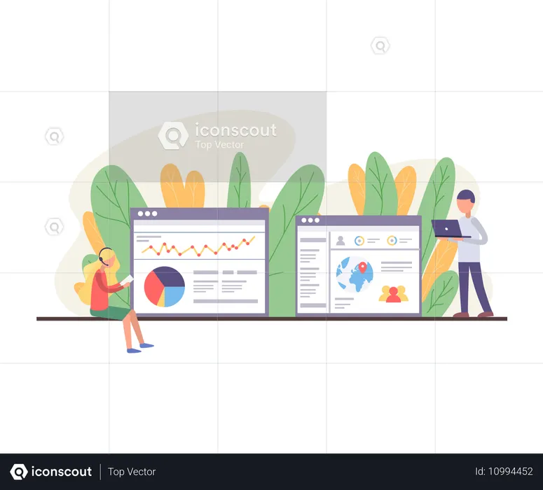 Business people doing business analysis  Illustration