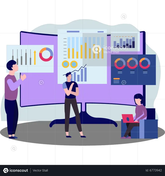 Business people doing analysis work  Illustration