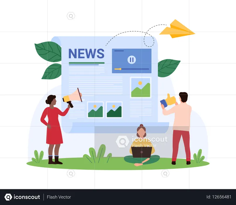 Business people doing Announcement of daily blog news  Illustration