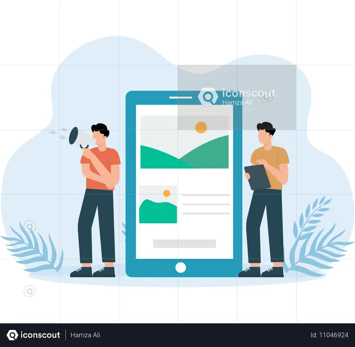 Business people doing app marketing  Illustration