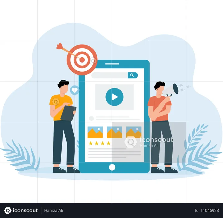 Business people doing app promotion  Illustration