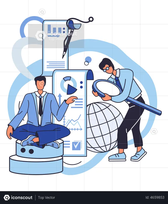 Business people doing big data analytics  Illustration