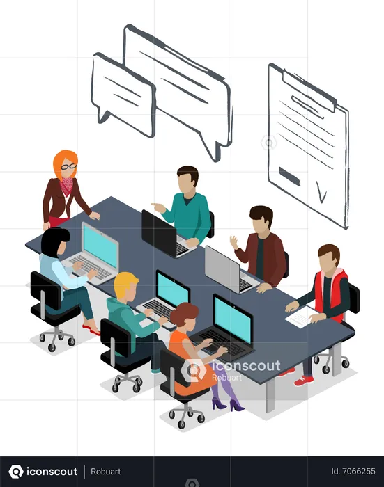 Business people doing business discussion in board meeting  Illustration