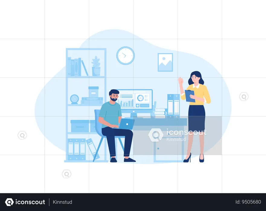 Business people doing business Meeting in workspace  Illustration